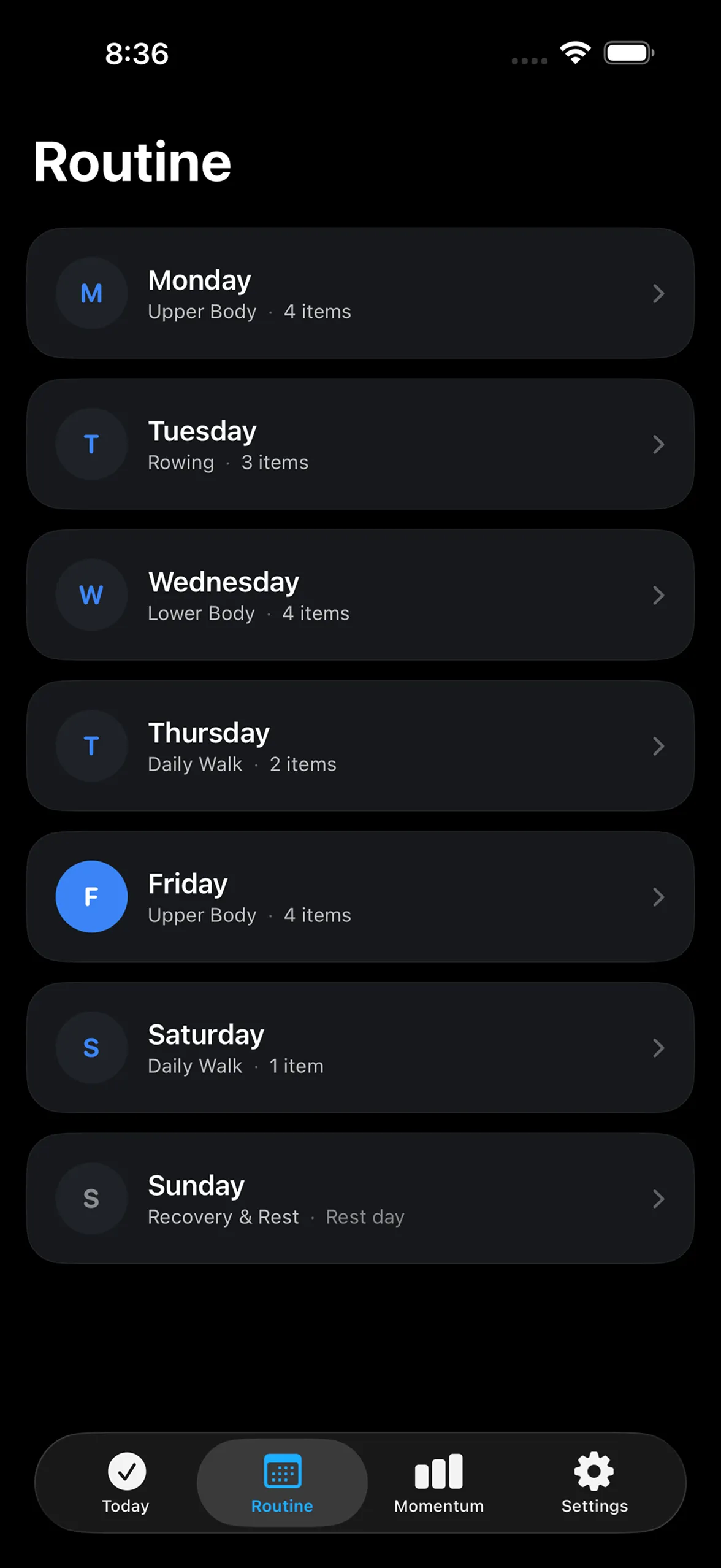 Routine editor